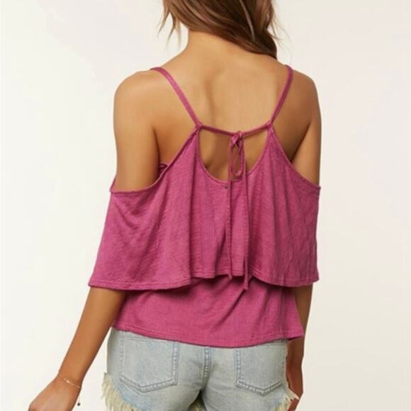 O’Neill Jupiter Open Back Cold Shoulder Top Women’s Small Fuchsia - Picture 6 of 6